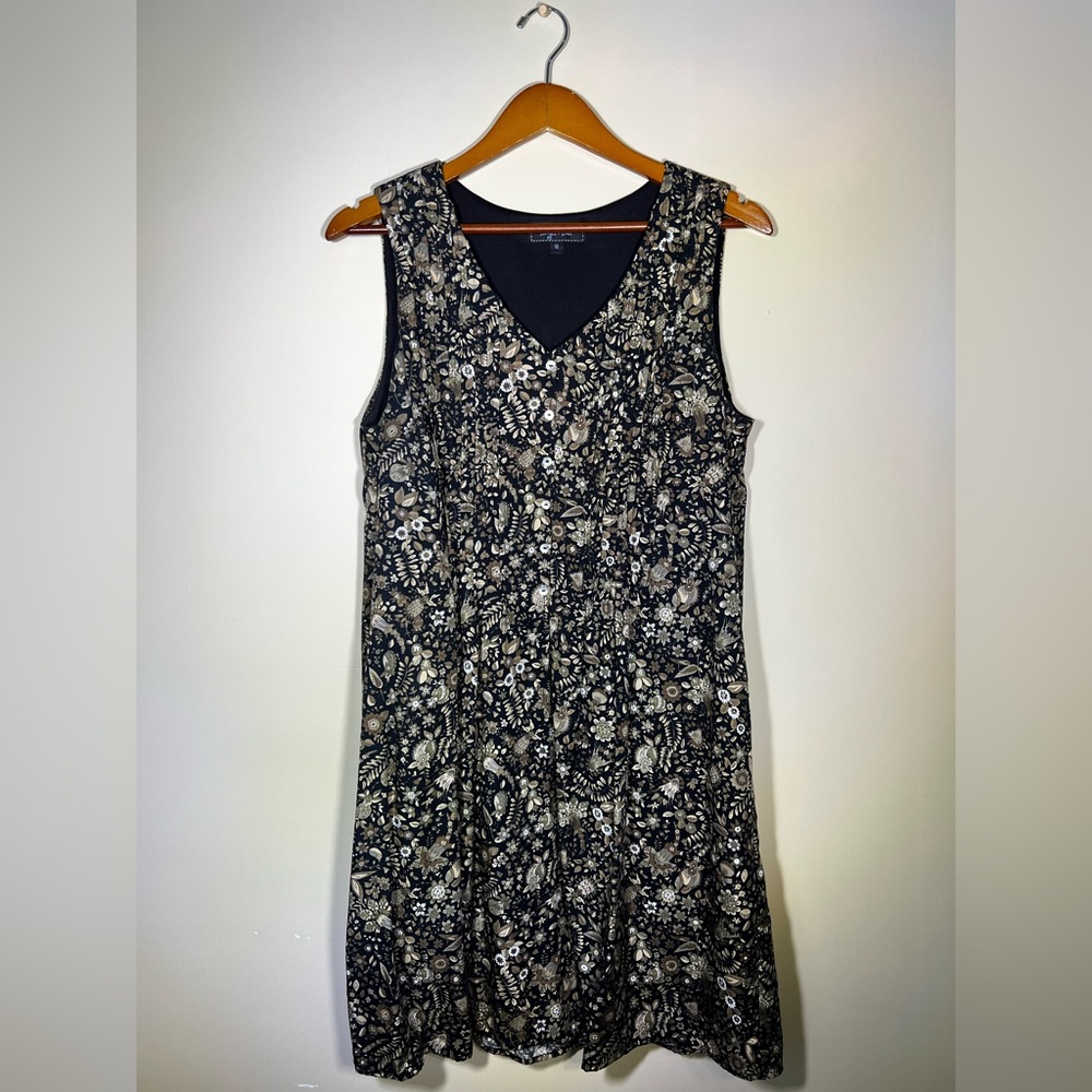 Button up Dress Botanical Earthy Print